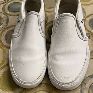 Unisex White Leather Vans Men’s Size 7.5